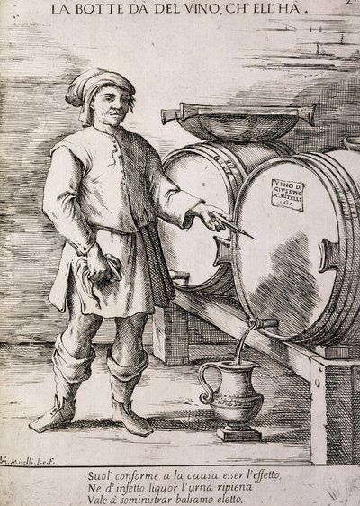 Fat som ger vin som innehåller, Ordspråk av Giuseppe Maria Mitelli
