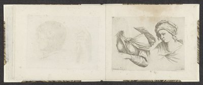 En kvinnas överkropp och en kvinnas byst Ritningsexempel (serietitel) Mitelli intaglio (serietitel) av Giuseppe Maria Mitelli