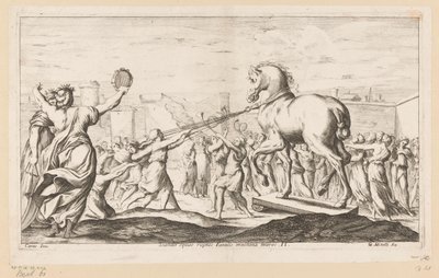 Trojansk häst tas in Scandit equus ruptos Fatalis machina muros (titel på objekt) Wanderings of Aeneas (serietitel) L
