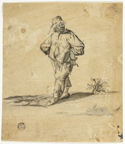 Stående bonde med armarna i vädret av Giuseppe Maria Mitelli