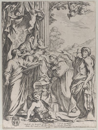Jungfrun tronade med tre heliga, 1668. av Giuseppe Maria Mitelli