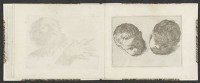 Två huvuden av små barn Ritningsexempel (serietitel) Mitelli intaglio (serietitel) av Giuseppe Maria Mitelli