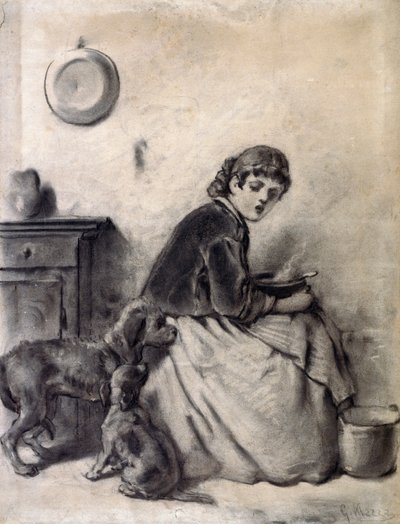 Kvinna med hundar av Giuseppe Mazza