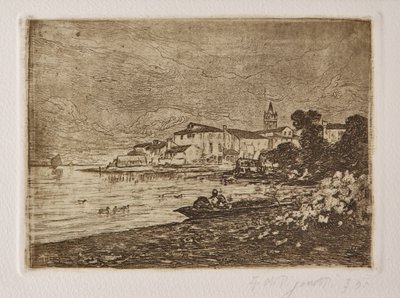 Venetian Lagoon (etsning och akvatint på vitt papper) av Giuseppe Miti Zanetti