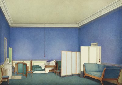 Sovrum av general greve Adam Albert von Neipperg, andre make till Marie Louise av Parma, akvarell av Giuseppe Naudin (1792-1872) av Giuseppe Naudin