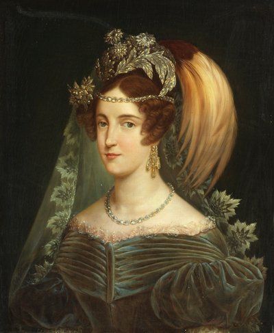 Porträtt av Maria Cristina av Savojen 1812-1836, drottning av de två Sicilierna, 1830. av Giuseppe Navarra