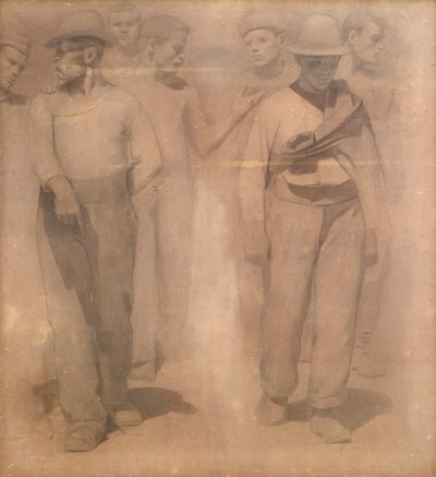 Tecknad film för den fjärde staten av Giuseppe Pellizza da Volpedo