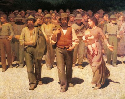 Den fjärde staten, av Giuseppe Pellizza da Volpedo, detalj av Giuseppe Pellizza da Volpedo