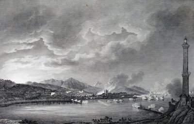 Genua bombarderas av engelsk flotta, 25 maj 1800, stålstick från teckning av Giuseppe Pietro Bagetti (1764-1831), Paris av Giuseppe Pietro Bagetti