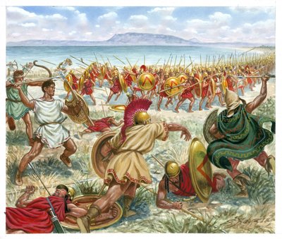 Slaget vid Lechaeum av Giuseppe Rava