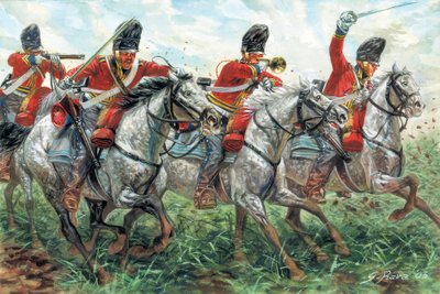 Första kejsardömet: Anfallet av Royal Scots Greys, skotska dragonregementet, en Waterloo av Giuseppe Rava