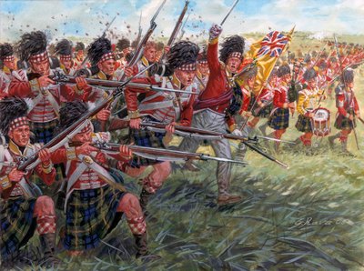 Första imperiet: Det skotska infanteriets anfall i slaget vid Waterloo av Giuseppe Rava