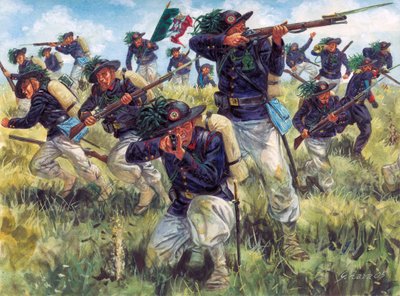 Italienska fälttåget 1859 (andra italienska självständighetskriget): den italienska arméns bersaglieri (bersagliers) i strid - Andra italienska självständighetskriget (fransk-österrikiska kriget, austro-sardinska kriget, austro-piemontesiska kriget eller i av Giuseppe Rava