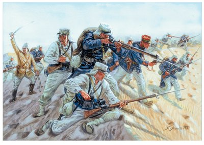 Marche ou creve Soldiers de la Legion etrangere francaise - Franska främlingslegionen: "marschera eller dö" Illustration av Giuseppe Rava av Giuseppe Rava