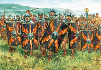 Romersk antikvitet (imperium): en grupp romerska legionärer - Romerska imperiet: legionärer - Illustration av Giuseppe Rava av Giuseppe Rava