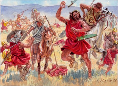 De thessaliska ryttarna överraskar spartanerna av Giuseppe Rava