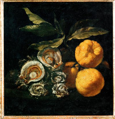 Nature Morte aux huitres et aux coings - Stilleben med ostron och kvitten ... av Giuseppe Recco