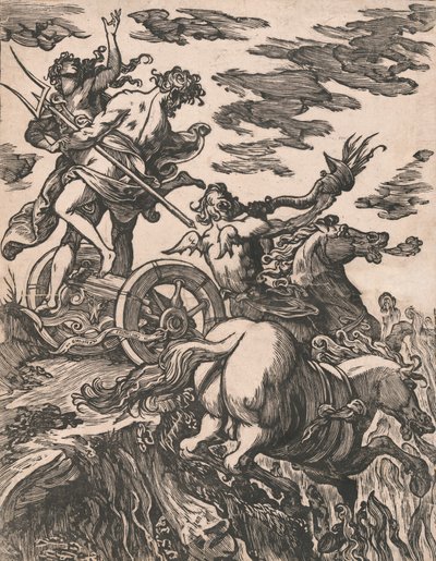 Våldtäkt av Persefone med Pluto till häst till höger, 1590-1607. av Giuseppe Scolari