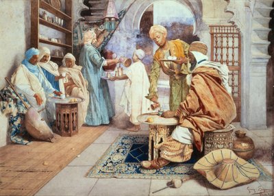 Ett arabiskt café (akvarell på papper) av Giuseppe Signorini