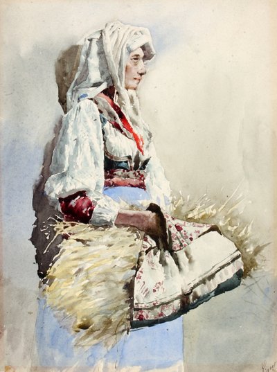 Italiensk bondkvinna, sent 1800-tidigt 1900-tal. av Giuseppe Signorini