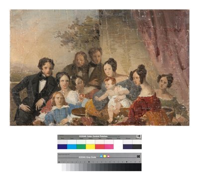 Familjen Sinigallia, skiss, 1840-talet av Giuseppe Tominz