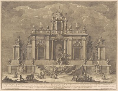 Prima Macchina för Kina 1774: Hercules and the Dragon in the Garden of the Hesperides av Giuseppe Vasi, after Giuseppe Palazzi, after Paolo Posi
