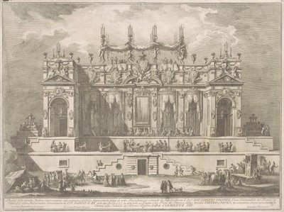 Seconda Macchina för Kina 1764: Ett magnifikt galleri upplyst på natten av Giuseppe Vasi, after Giuseppe Palazzi, after Paolo Posi