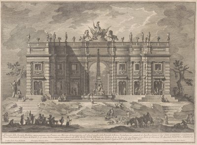 Seconda Macchina för Chinea 1772: A Square with a Game Market and the Pantheon Fountain av Giuseppe Vasi, after Giuseppe Palazzi, after Paolo Posi