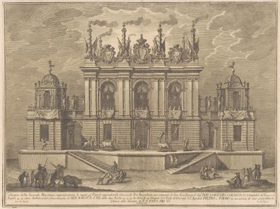 Seconda Macchina för Chinea 1775: En tjurfäktning av Giuseppe Vasi, after Giuseppe Palazzi, after Paolo Posi