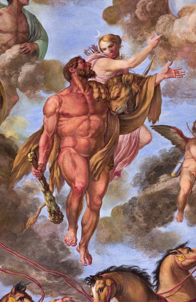 Detalj som representerar Artemis, Herkules apoteos av Giuseppe Velasco