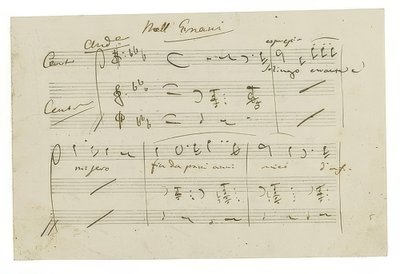 Autograf: Opera Ernani, Finalarie Solingo, errante e misero. Början av 1840-talet av Giuseppe Verdi