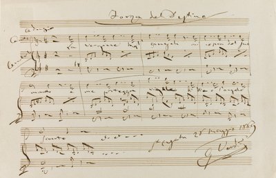 Musikaliskt citat från The Force of Destiny, St Agata, 28 maj 1869, 1869. av Giuseppe Verdi