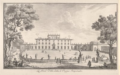 Den kungliga villan som heter il Poggio Imperiale La Real Villa som heter il Poggio Imperiale, utsikt ..., 1744. av Giuseppe Zocchi