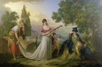 En romantisk allegorisk scen av Giuseppe or Josef Grassi