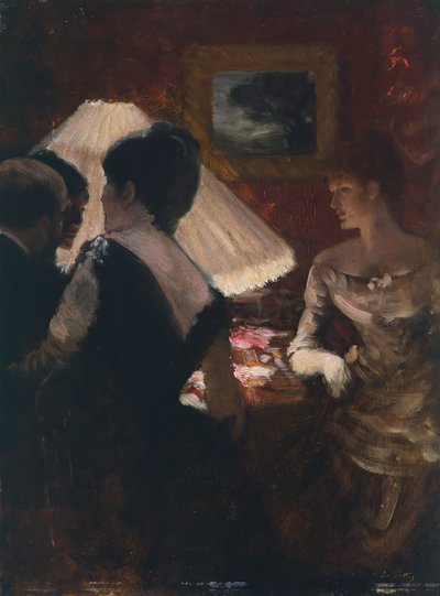 Runt lampskärmen av Giuseppe or Joseph de Nittis