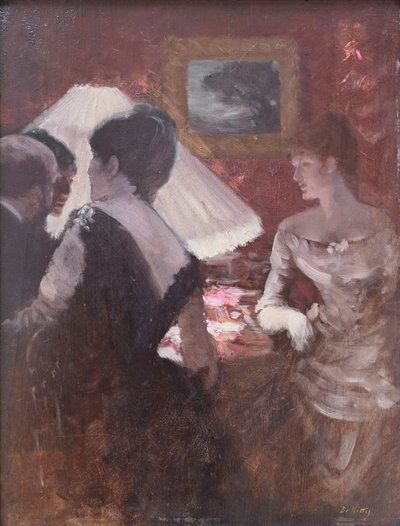 Runt lampskärmen av Giuseppe or Joseph de Nittis