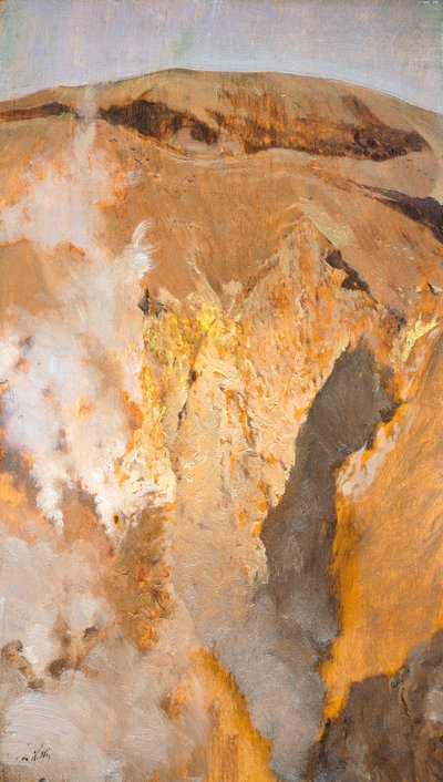 Fumarole of Mount Vesuvius, cirka 1871, av Giuseppe De Nittis (1846-1884), olja på duk, 305 x 18 cm av Giuseppe or Joseph de Nittis