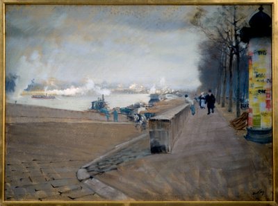 La Seine i Paris. Målning av Giuseppe Nittis (1846-1884) av Giuseppe or Joseph de Nittis
