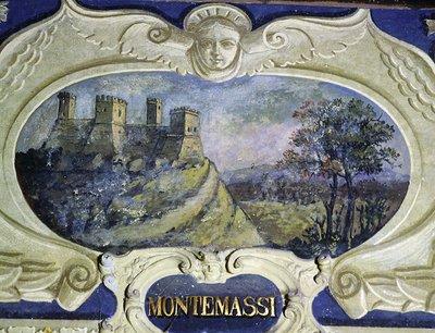 Montemassi, från en serie kartuscher som visar bilder av bostäderna som ägs av Conte Pannochieschi d