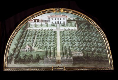 Utsikt över Villa di Marignolle nära Florens, Italien (Tempera av Giusto Utens