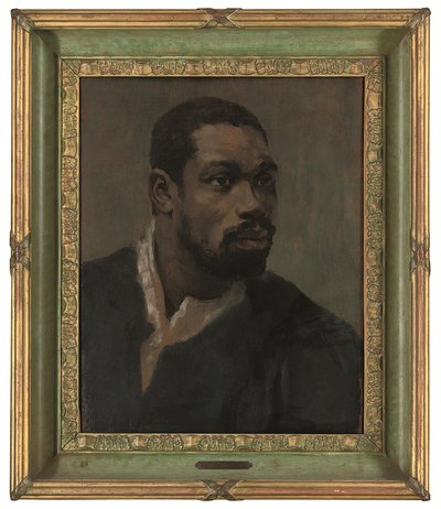 Head of a Black, inramad (olja på panel) av Glyn Warren Philpot