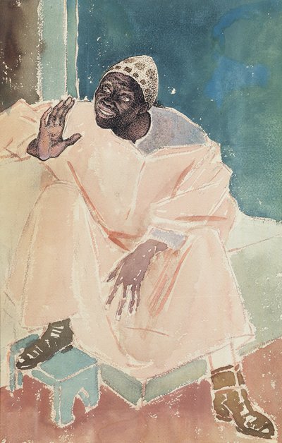 Sittande marockansk, 1936 (penna, bläck och wc på papper) av Glyn Warren Philpot