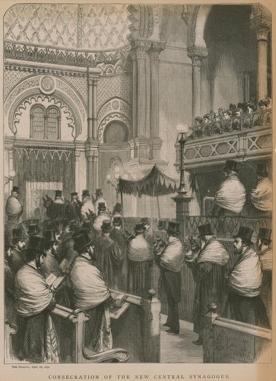 Invigning av den nya centrala synagogan (gravyr) av Godefroy Durand