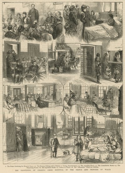 Återöppnandet av Charing Cross Hospital av prinsen och prinsessan av Wales (gravyr) av Godefroy Durand