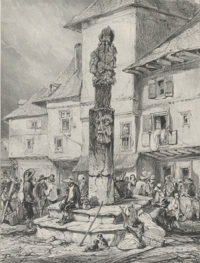 Chaudesaigues Cross, 1831. av Godefroy Engelmann