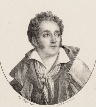 Porträtt av kompositören François Charles Mansui 1785-1847. av Godefroy Engelmann