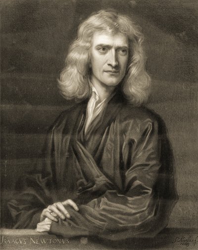 Porträtt av Sir Isaac Newton av Godfrey (after) Kneller