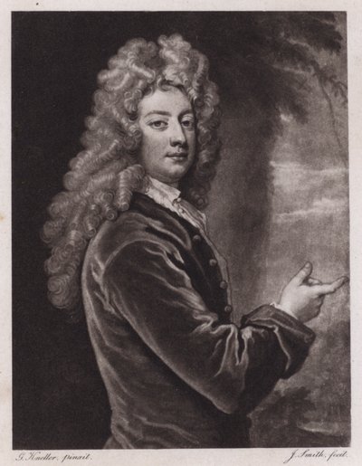 William Congreve, engelsk dramatiker (gravyr) av Godfrey (after) Kneller