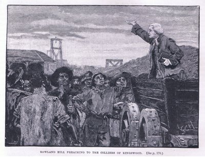 Rowland Hill predikar för colliers i Kingswood av Godfrey C. Hindley