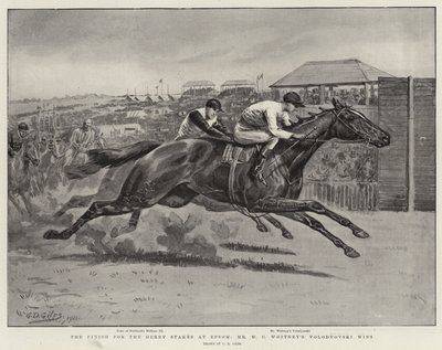 Avslutningen för Derby Stakes i Epsom, Mr W C Whitneys Volodyovski vinner av Godfrey Douglas Giles